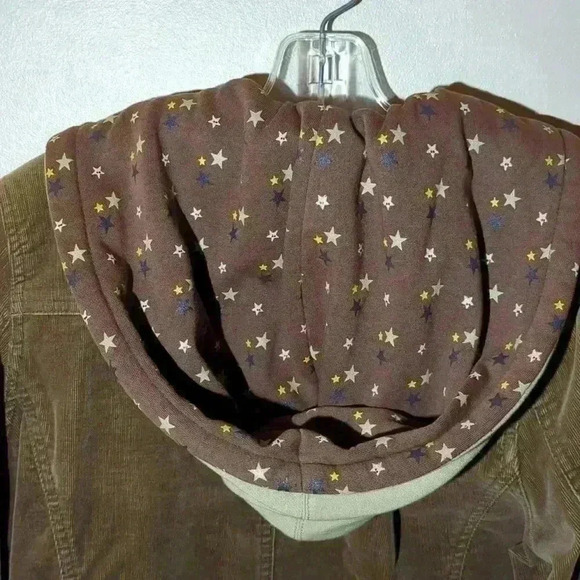 Plugg Jeans jacket, large, brown with star hood - Picture 5 of 9